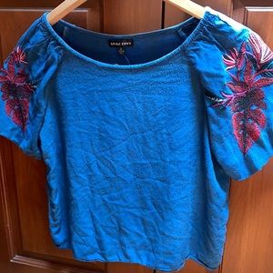 Style Envy Embroidered Indigo Flamenco Festival Crop Top